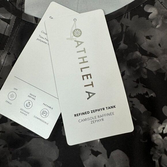 ATHLETA Refined Zephyr Athletic Tank Top Size Small Black Floral - Picture 3 of 4